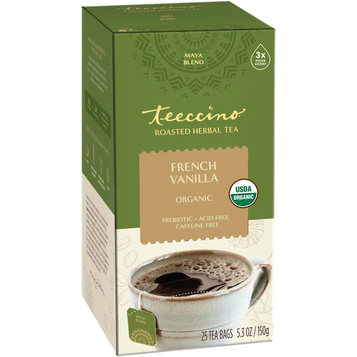 Teeccino French Vanilla Roasted Herbal Tea Herbal Tea Dark Olive Green 25 tea bags