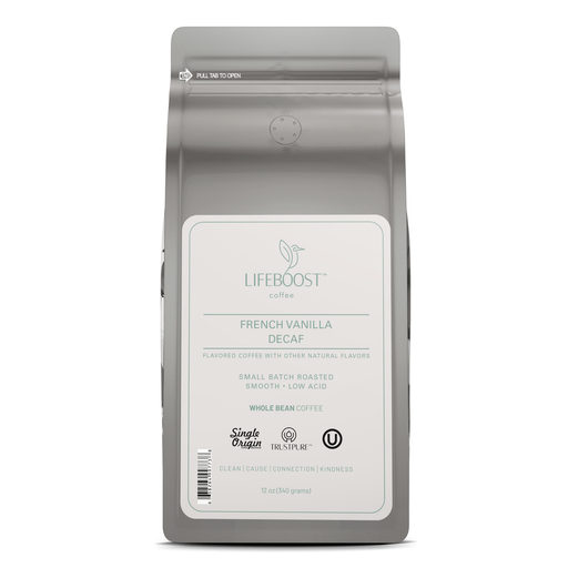 Lifeboost Coffee French Vanilla Decaf Decaf Roast Light Gray Whole Bean / 1