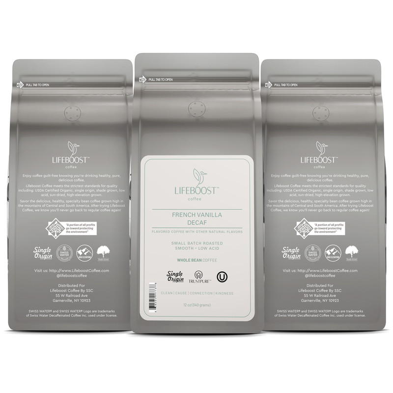 Lifeboost Coffee French Vanilla Decaf Decaf Roast Dark Gray Whole Bean / 3