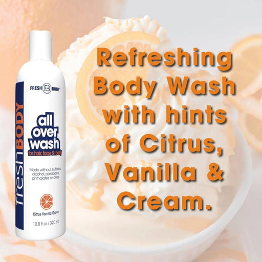 Fresh Body FB® Fresh Bodywash All Over Wash - Citrus Vanilla Grove - 10.8 fl oz Body Wash Bisque 1 pack + 1 Travel,1 pack,2 pack,3 pack,4 pack,8 pack,16 pack (Full Case)
