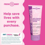 Fresh Body FB® Fresh Breasts Anti-Chafing Cream 3.4 oz Feminine Deodorant Misty Rose 1 tube,1 Tube + 15 On-the-Go,2 tubes,4 tubes,8 tubes,24 tubes (case)
