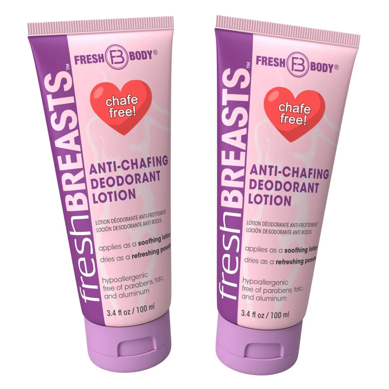 Fresh Body FB® Fresh Breasts Anti-Chafing Cream 3.4 oz Feminine Deodorant White Smoke 2 tubes