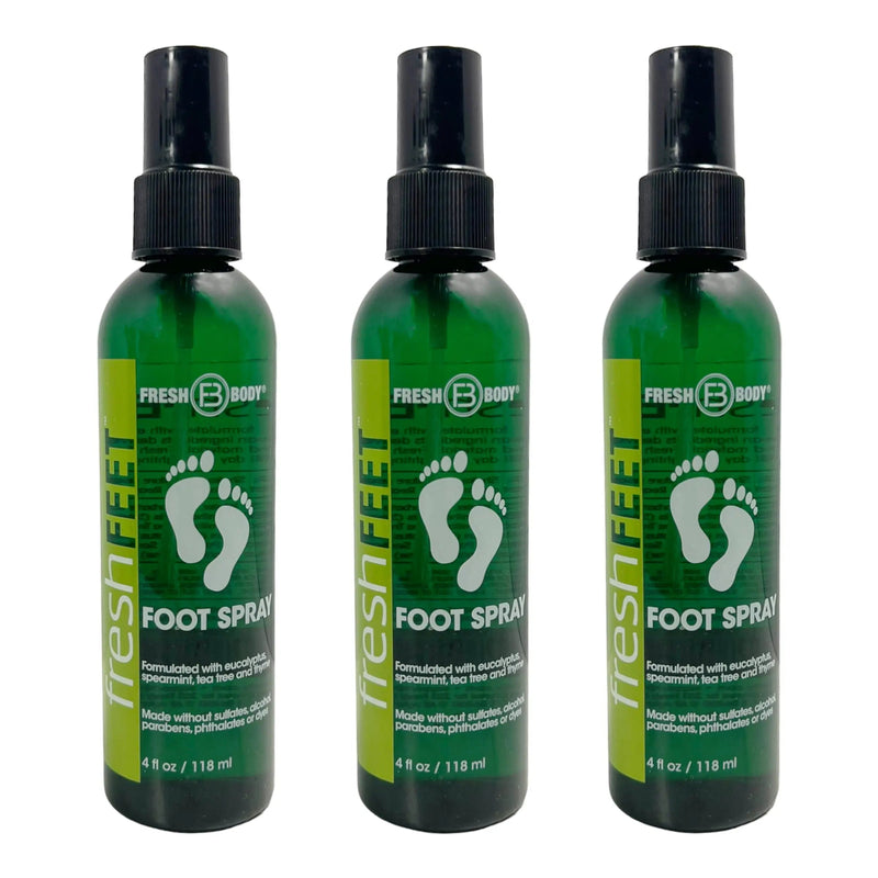 Fresh Body FB® Fresh Feet Foot Spray with Eucalyptus, Spearmint & Tea Tree Oil - 4 oz Spray Bottle Foot Odor Removers Dark Slate Gray 3 pack