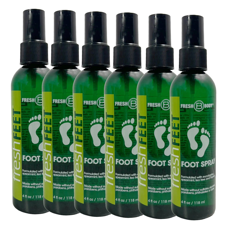 Fresh Body FB® Fresh Feet Foot Spray with Eucalyptus, Spearmint & Tea Tree Oil - 4 oz Spray Bottle Foot Odor Removers Dark Slate Gray 6 pack