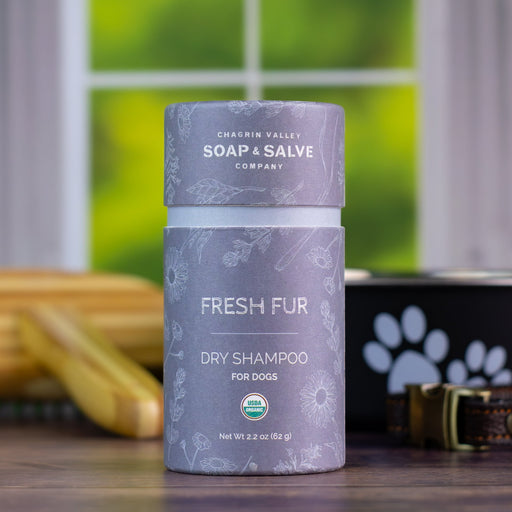 Chagrin Valley Soap & Salve Dry Shampoo: Fresh Fur Dog Dry Shampoo Pets Dark Gray 2.2 oz net wt