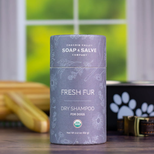 Chagrin Valley Soap & Salve Dry Shampoo: Fresh Fur Dog Dry Shampoo Pets Light Slate Gray 2.2 oz net wt