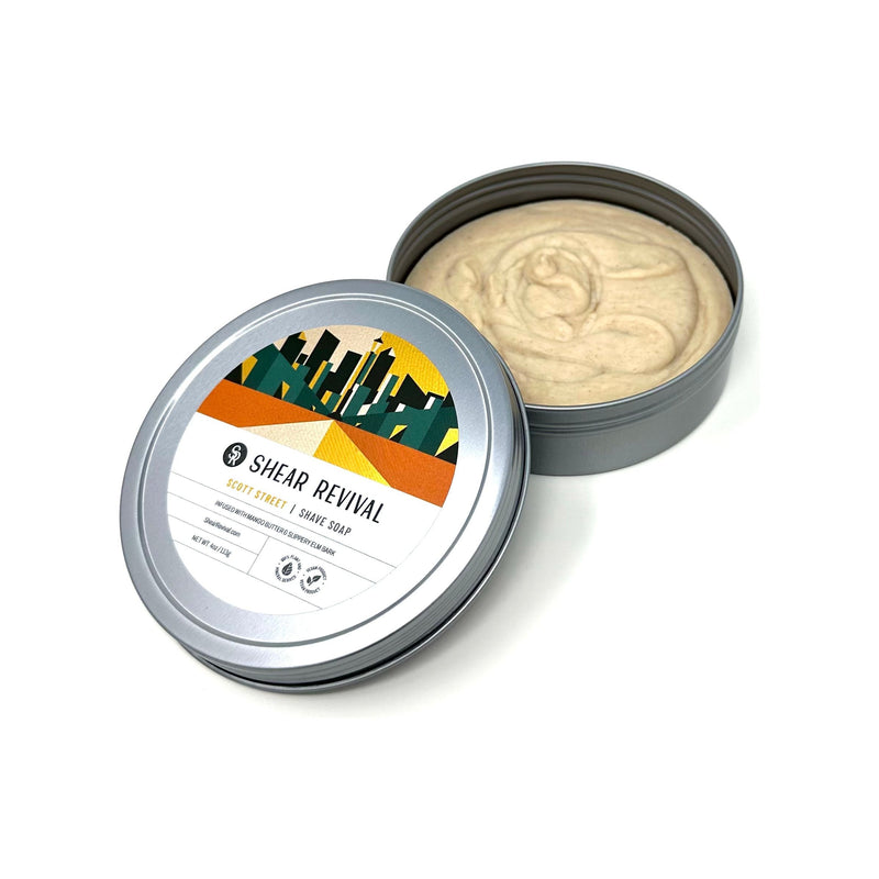 SHEAR REVIVAL Scott Street Shave Soap Skin Gray Bay & Lime,Orange & Oakmoss