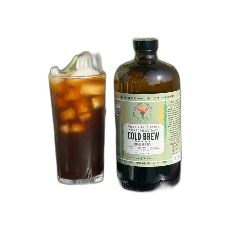 Rising For People Coffee Co. Functional Mushroom Cold Brew Concentrate Coffee White Smoke 32oz,32oz -4pack,32oz - 6 pack