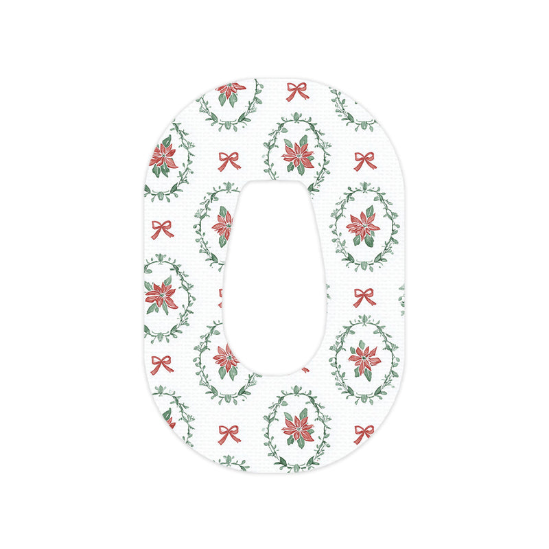 Peelz Poinsettia Parade Dexcom G6 Patch Tape - Pump Peelz Patch Medical Tape White Smoke 12-Pack (Set of 12 Patches),4-Pack (Set of 4 Patches),1-Single (One Patch)