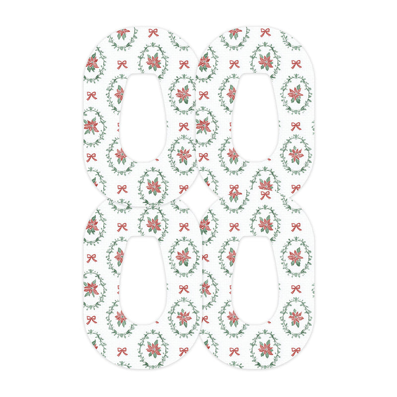 Peelz Poinsettia Parade Dexcom G6 Patch Tape - Pump Peelz Patch Medical Tape White Smoke 12-Pack (Set of 12 Patches),4-Pack (Set of 4 Patches),1-Single (One Patch)