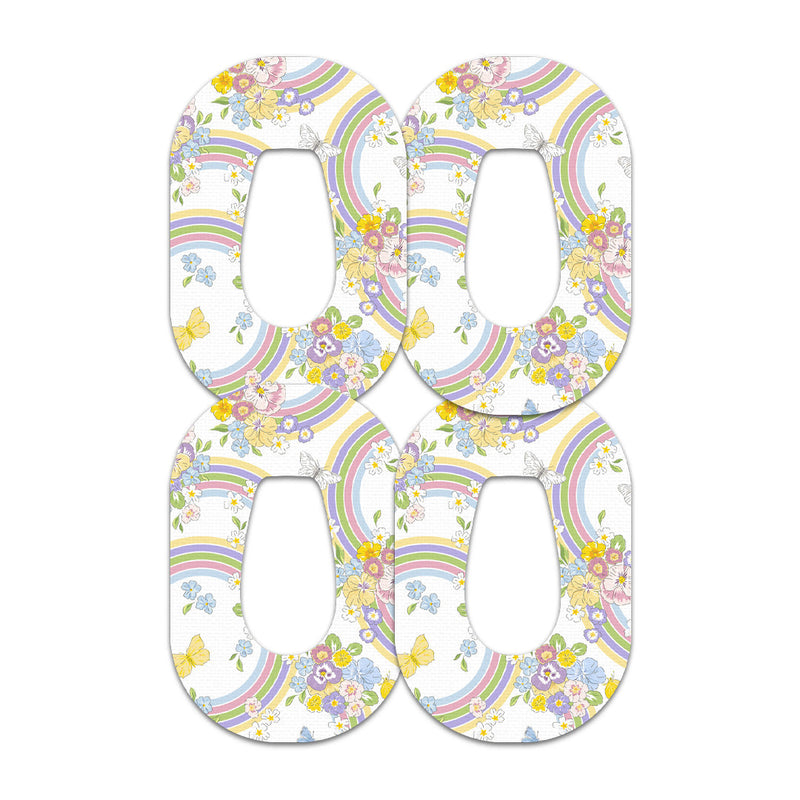 Peelz Rainbow Blooms Dexcom G6 Patch Tape - Pump Peelz Patch Medical Tape White Smoke 12-Pack (Set of 12 Patches),4-Pack (Set of 4 Patches),1-Single (One Patch)