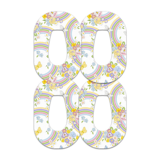 Peelz Rainbow Blooms Dexcom G6 Patch Tape - Pump Peelz Patch Medical Tape White Smoke 12-Pack (Set of 12 Patches),4-Pack (Set of 4 Patches),1-Single (One Patch)