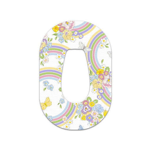 Peelz Rainbow Blooms Dexcom G6 Patch Tape - Pump Peelz Patch Medical Tape White Smoke 12-Pack (Set of 12 Patches),4-Pack (Set of 4 Patches),1-Single (One Patch)