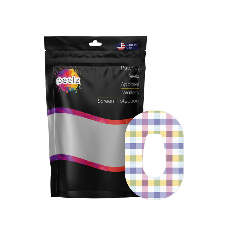 Peelz Spring Plaid Dexcom G6 Patch Tape - Pump Peelz Patch Medical Tape White Smoke 12-Pack (Set of 12 Patches),4-Pack (Set of 4 Patches),1-Single (One Patch)