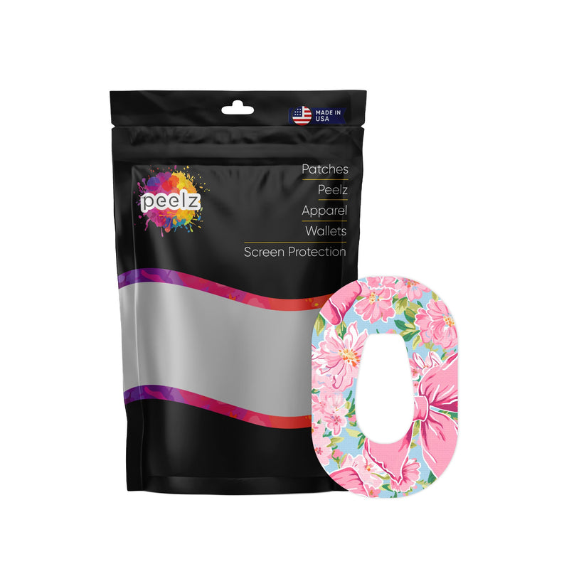 Peelz Blossom Bows Dexcom G6 Patch Tape - Pump Peelz Patch Medical Tape White Smoke 12-Pack (Set of 12 Patches),4-Pack (Set of 4 Patches),1-Single (One Patch)