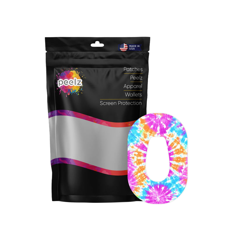 Peelz Neon Tie Dye Dexcom G6 Patch Tape - Pump Peelz Patch Medical Tape White Smoke 12-Pack (Set of 12 Patches),4-Pack (Set of 4 Patches),1-Single (One Patch)
