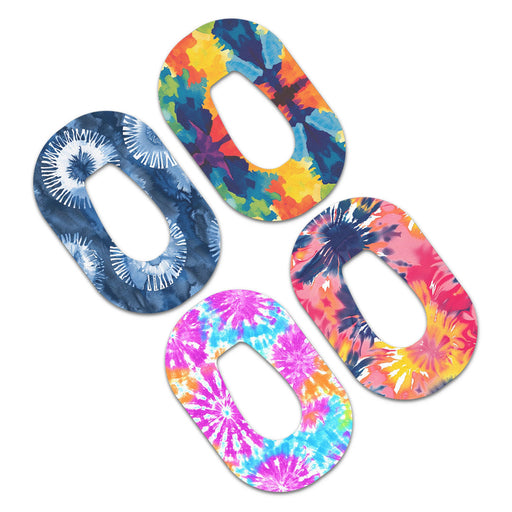 Peelz Tie Dye Variety Pack Dexcom G6 Patch Tape - Pump Peelz Patch Medical Tape White Smoke 12-Pack (Set of 12 Patches),4-Pack (Set of 4 Patches)