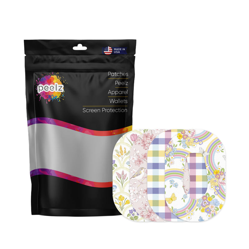 Peelz Spring Variety Pack Dexcom G6 Patch Tape - Pump Peelz Patch Medical Tape White Smoke 12-Pack (Set of 12 Patches),4-Pack (Set of 4 Patches)