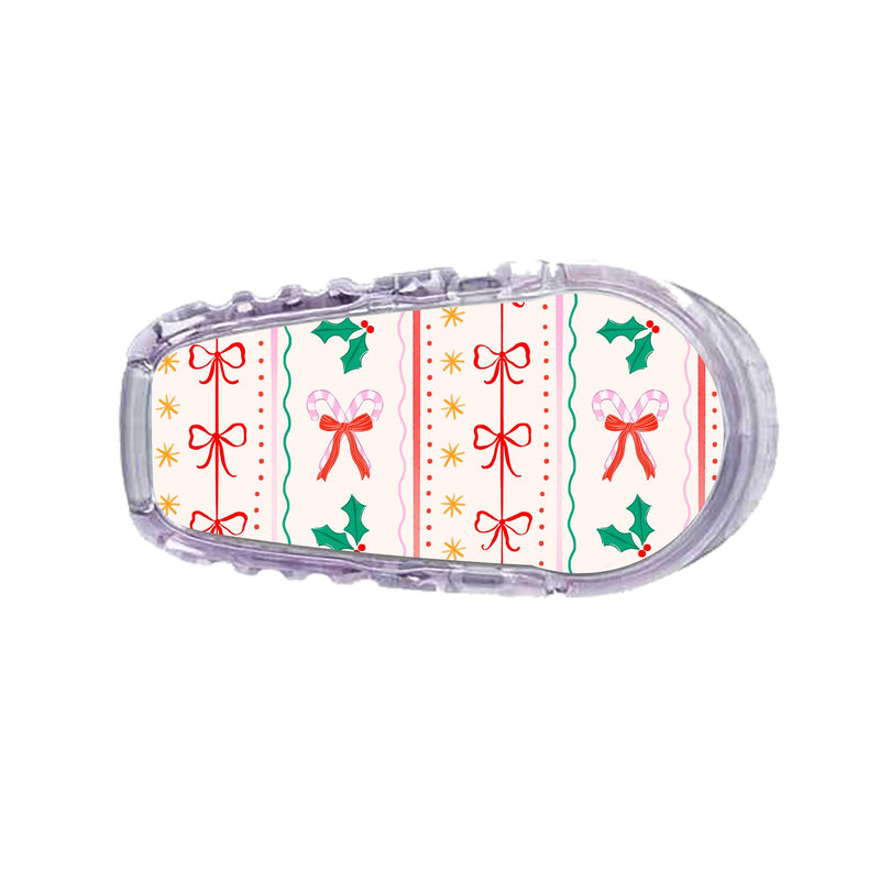 Peelz Holly Jolly Ribbon Dexcom G6 Transmitter Sticker - Pump Peelz Peelz/Stickers White Smoke