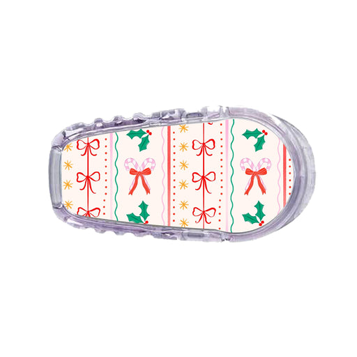 Peelz Holly Jolly Ribbon Dexcom G6 Transmitter Sticker - Pump Peelz Peelz/Stickers White Smoke