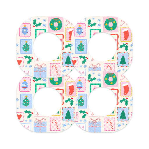 Peelz Holiday Greetings Dexcom G7 and Stelo Patch Tape - Pump Peelz Patch Medical Tape White Smoke 12-Pack (Set of 12 Patches),4-Pack (Set of 4 Patches),1-Single (1 Single Patch)