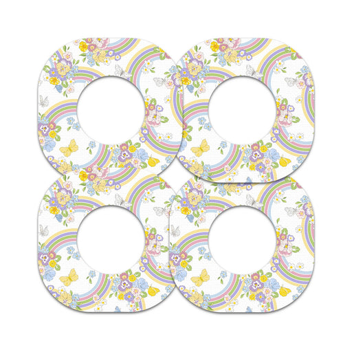 Peelz Rainbow Blooms Dexcom G7 and Stelo Patch Tape - Pump Peelz Patch Medical Tape White Smoke 12-Pack (Set of 12 Patches),4-Pack (Set of 4 Patches),1-Single (1 Single Patch)