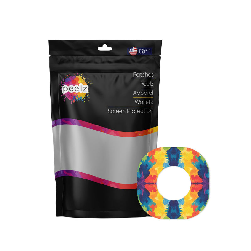 Peelz Bright Tie Dye Dexcom G7 and Stelo Patch Tape - Pump Peelz Patch Medical Tape White Smoke 12-Pack (Set of 12 Patches),4-Pack (Set of 4 Patches),1-Single (1 Single Patch)