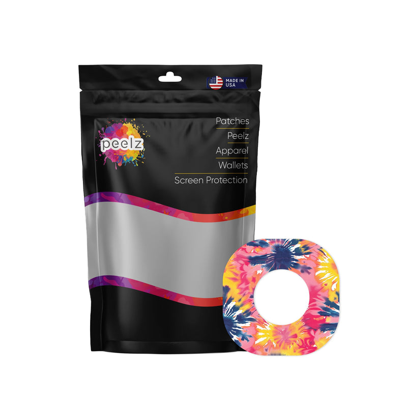 Peelz Summer Tie Dye Dexcom G7 and Stelo Patch Tape - Pump Peelz Patch Medical Tape White Smoke 12-Pack (Set of 12 Patches),4-Pack (Set of 4 Patches),1-Single (1 Single Patch)
