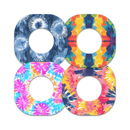 Peelz Tie Dye Variety Pack Dexcom G7 and Stelo Patch Tape - Pump Peelz Patch Medical Tape White Smoke 12-Pack (Set of 12 Patches),4-Pack (Set of 4 Patches)