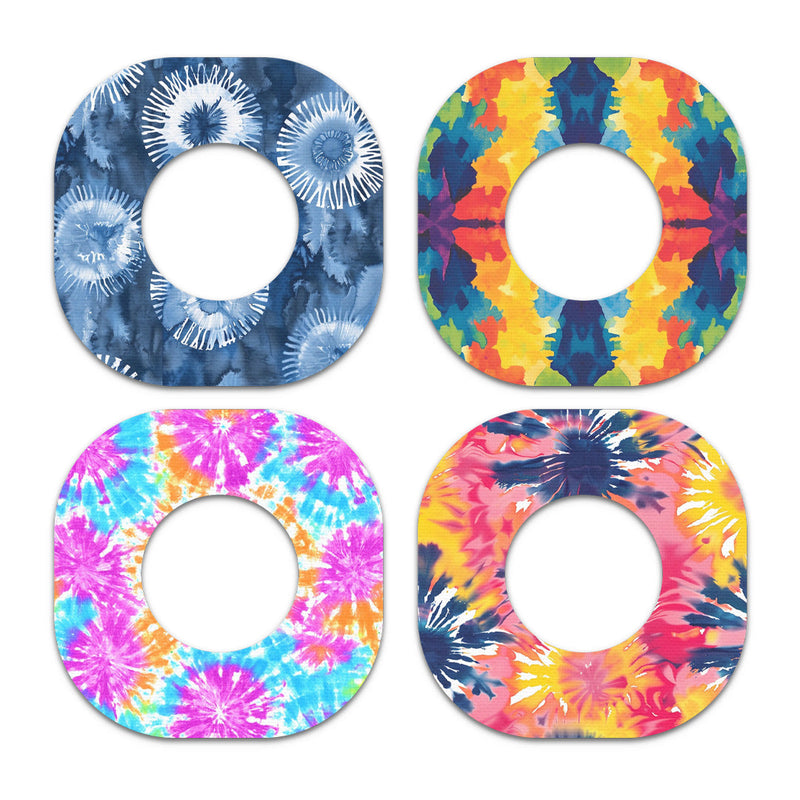 Peelz Tie Dye Variety Pack Dexcom G7 and Stelo Patch Tape - Pump Peelz Patch Medical Tape White Smoke 12-Pack (Set of 12 Patches),4-Pack (Set of 4 Patches)