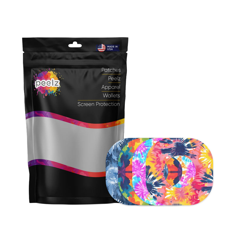 Peelz Tie Dye Variety Pack Dexcom G7 and Stelo Patch Tape - Pump Peelz Patch Medical Tape White Smoke 12-Pack (Set of 12 Patches),4-Pack (Set of 4 Patches)