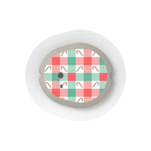Peelz Peppermint Plaid Dexcom G7 and Stelo Transmitter Sticker - Pump Peelz Peelz/Stickers White Smoke 4-pack (Set of 4 Stickers)
