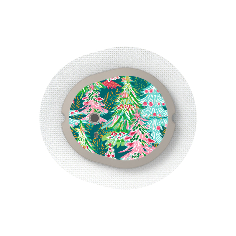 Peelz Festive Forest Dexcom G7 and Stelo Transmitter Sticker - Pump Peelz Peelz/Stickers White Smoke 4-pack (Set of 4 Stickers)