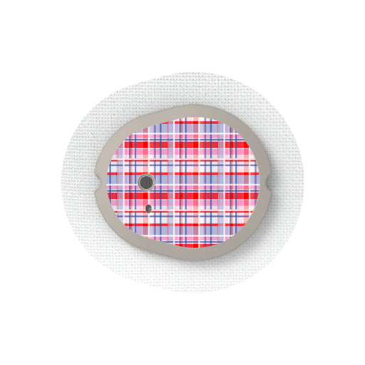 Peelz Party Plaid Dexcom G7 and Stelo Transmitter Sticker - Pump Peelz Peelz/Stickers White Smoke 4-pack (Set of 4 Stickers)