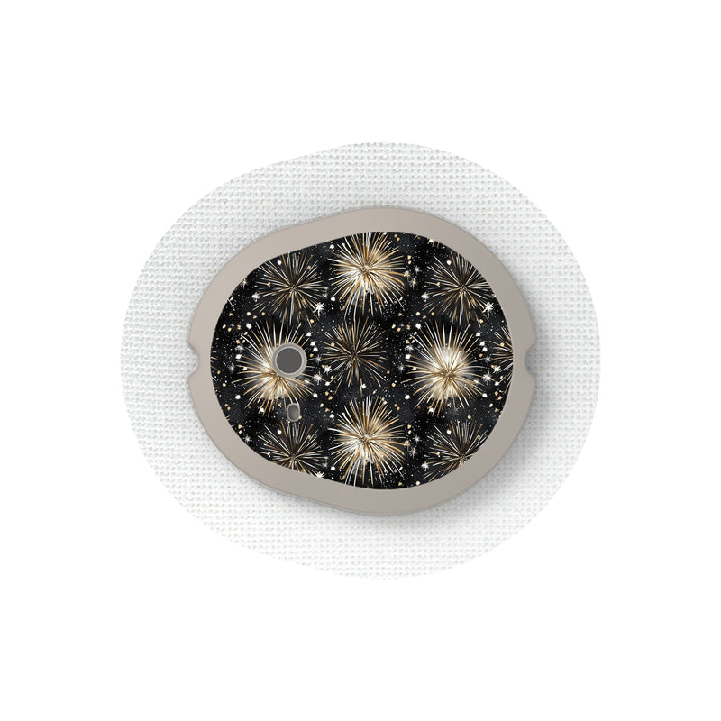 Peelz Fireworks Sticker Designed for the DEXCOM G7 and Stelo Transmitter Peelz/Stickers White Smoke 4-pack (Set of 4 Stickers)
