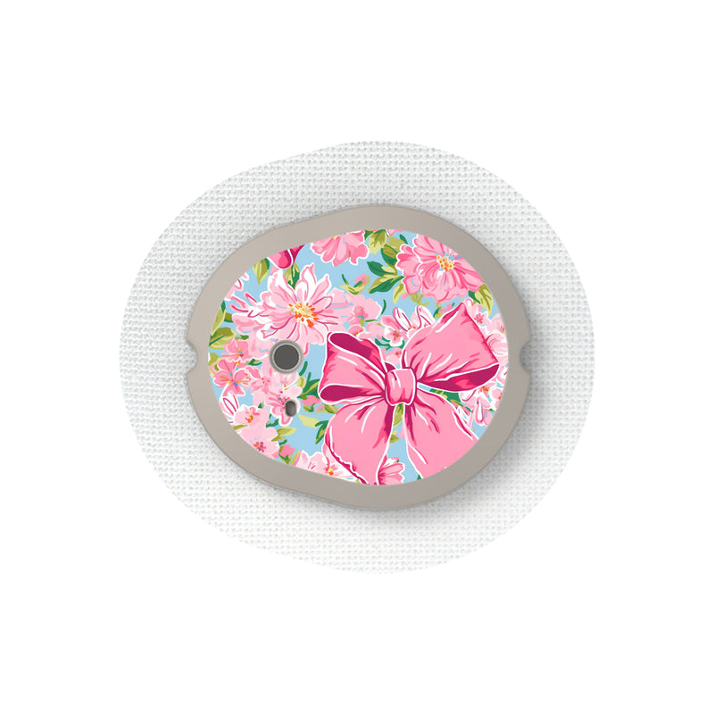 Peelz Blossom Bows Sticker Designed for the DEXCOM G7 and Stelo Transmitter Peelz/Stickers White Smoke 4-pack (Set of 4 Stickers)