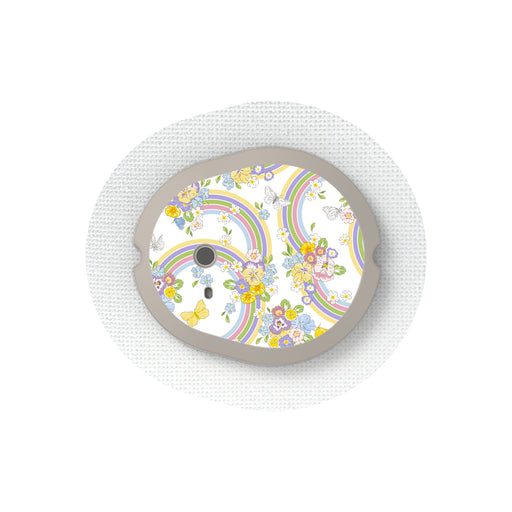 Peelz Rainbow Blooms Sticker Designed for the DEXCOM G7 and Stelo Transmitter Peelz/Stickers White Smoke 4-pack (Set of 4 Stickers)