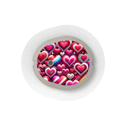 Peelz Sparkly Hearts Sticker Designed for the DEXCOM G7 and Stelo Transmitter Peelz/Stickers White Smoke 4-pack (Set of 4 Stickers)