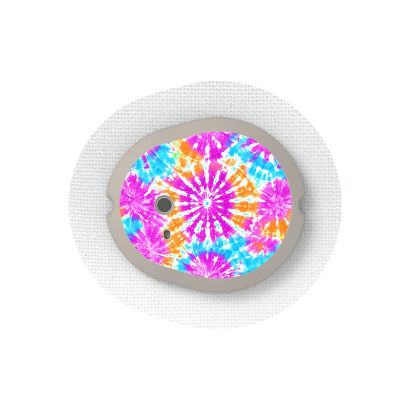 Peelz Neon Tie Dye Sticker Designed for the DEXCOM G7 and Stelo Transmitter Peelz/Stickers White Smoke 4-pack (Set of 4 Stickers)