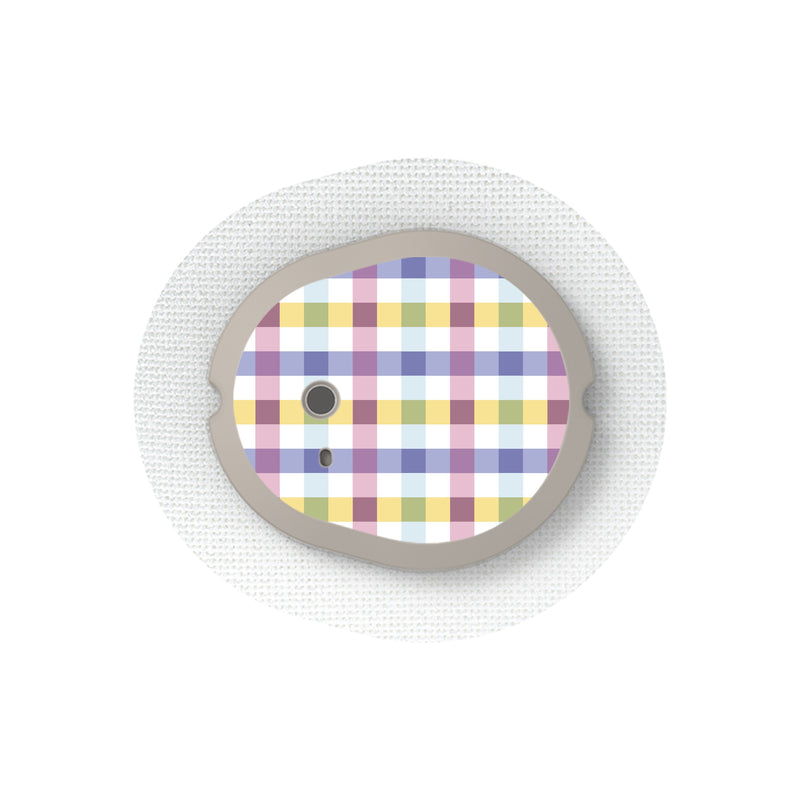 Peelz Spring Plaid Sticker Designed for the DEXCOM G7 and Stelo Transmitter Peelz/Stickers White Smoke 4-pack (Set of 4 Stickers)