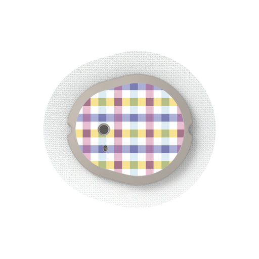 Peelz Spring Plaid Sticker Designed for the DEXCOM G7 and Stelo Transmitter Peelz/Stickers White Smoke 4-pack (Set of 4 Stickers)