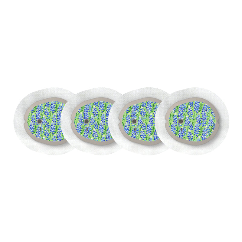 Peelz Blue Blooms Designed for the DEXCOM G7 and Stelo Transmitter Peelz/Stickers White Smoke 4-pack (Set of 4 Stickers)