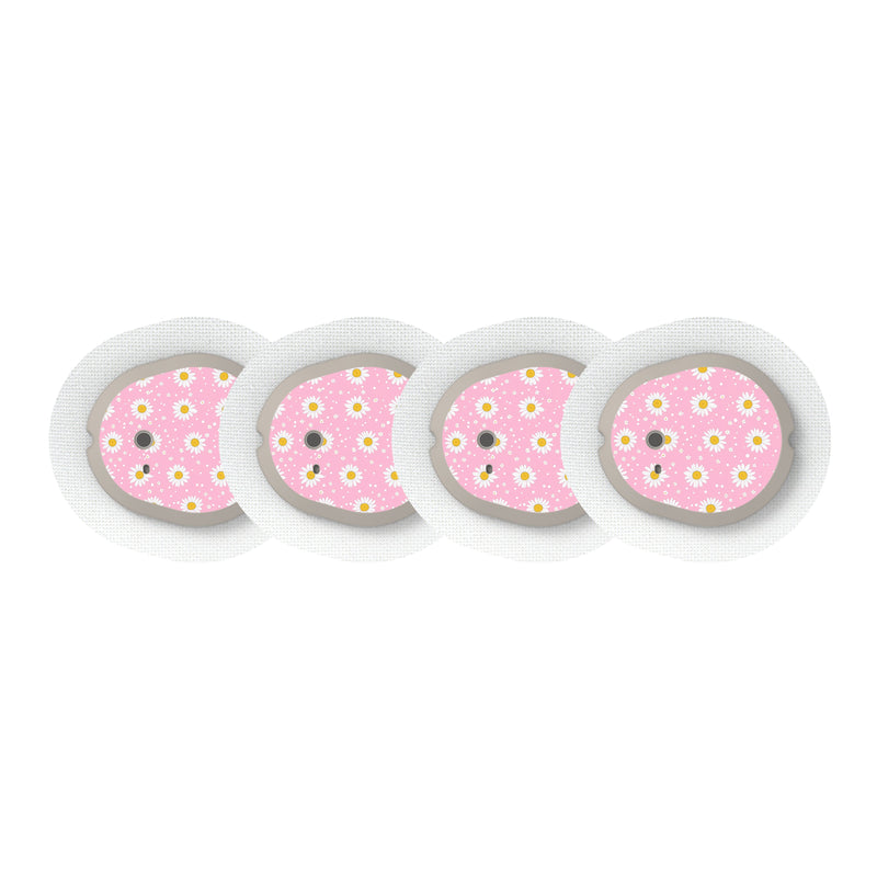 Peelz Spring Daisy Dexcom G7 and Stelo Transmitter Sticker - Pump Peelz Peelz/Stickers White Smoke 4-pack (Set of 4 Stickers)