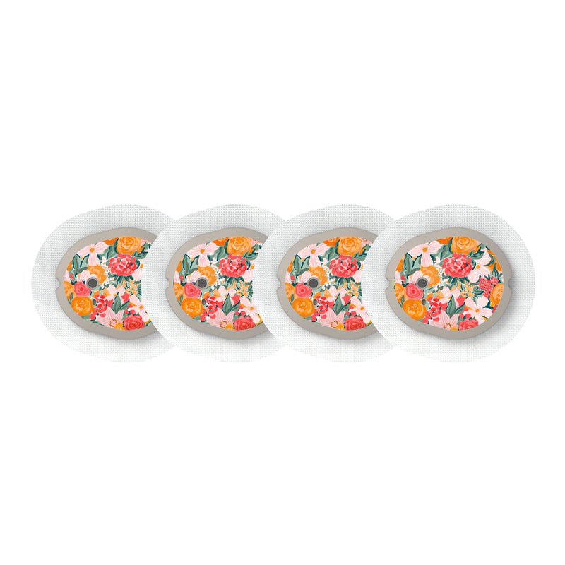 Peelz Blush Blossom Designed for the DEXCOM G7 and Stelo Transmitter Peelz/Stickers White Smoke 4-pack (Set of 4 Stickers)