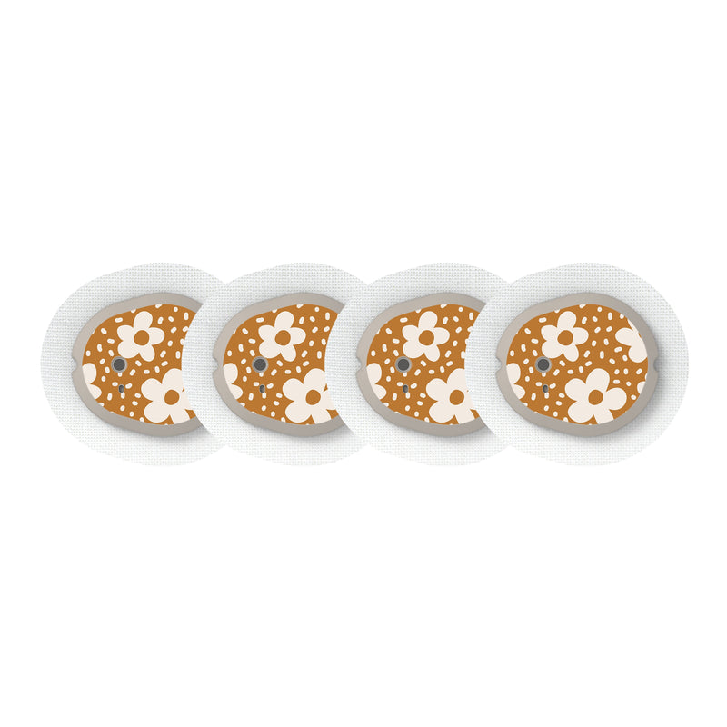 Peelz Caramel Daisies Dexcom G7 and Stelo Transmitter Sticker - Pump Peelz Peelz/Stickers White Smoke 4-pack (Set of 4 Stickers)