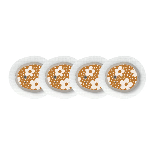 Peelz Caramel Daisies Dexcom G7 and Stelo Transmitter Sticker - Pump Peelz Peelz/Stickers White Smoke 4-pack (Set of 4 Stickers)
