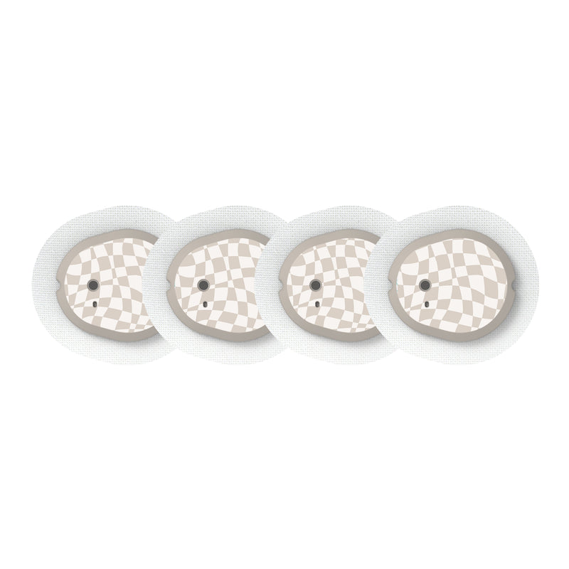 Peelz Creamy Check Dexcom G7 and Stelo Transmitter Sticker - Pump Peelz Peelz/Stickers White Smoke 4-pack (Set of 4 Stickers)