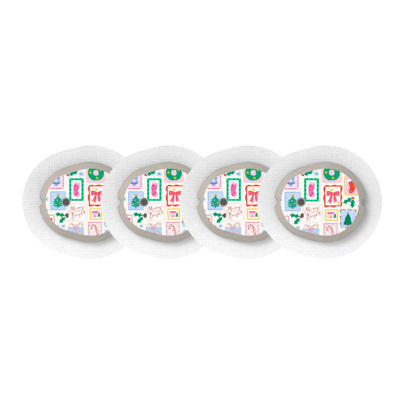 Peelz Holiday Greetings Dexcom G7 and Stelo Transmitter Sticker - Pump Peelz Peelz/Stickers White Smoke 4-pack (Set of 4 Stickers)