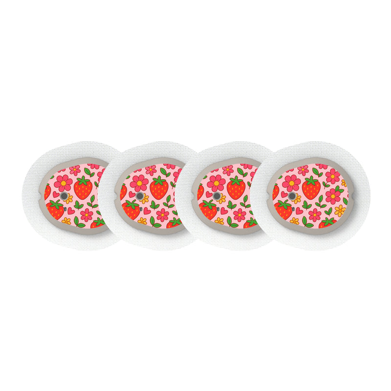 Peelz Strawberry Garden Dexcom G7 and Stelo Transmitter Sticker - Pump Peelz Peelz/Stickers White Smoke 4-pack (Set of 4 Stickers)