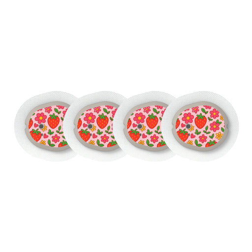 Peelz Strawberry Garden Dexcom G7 and Stelo Transmitter Sticker - Pump Peelz Peelz/Stickers White Smoke 4-pack (Set of 4 Stickers)